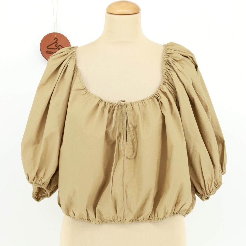 DOEN Topaz Top Prairie Sands Tan Organic Cotton Puff Sleeve XXL NWT Lagenlook